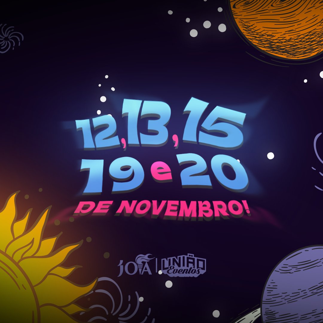 uniaoeventospg's tweet photo. Se preparem, no dia 12 ao dia 20 de Novembro de 2022 estaremos juntos novamente para o melhor Joia de nossas vidas. Fiquem ligados aqui 😉 https://t.co/GNIRzW8i2l