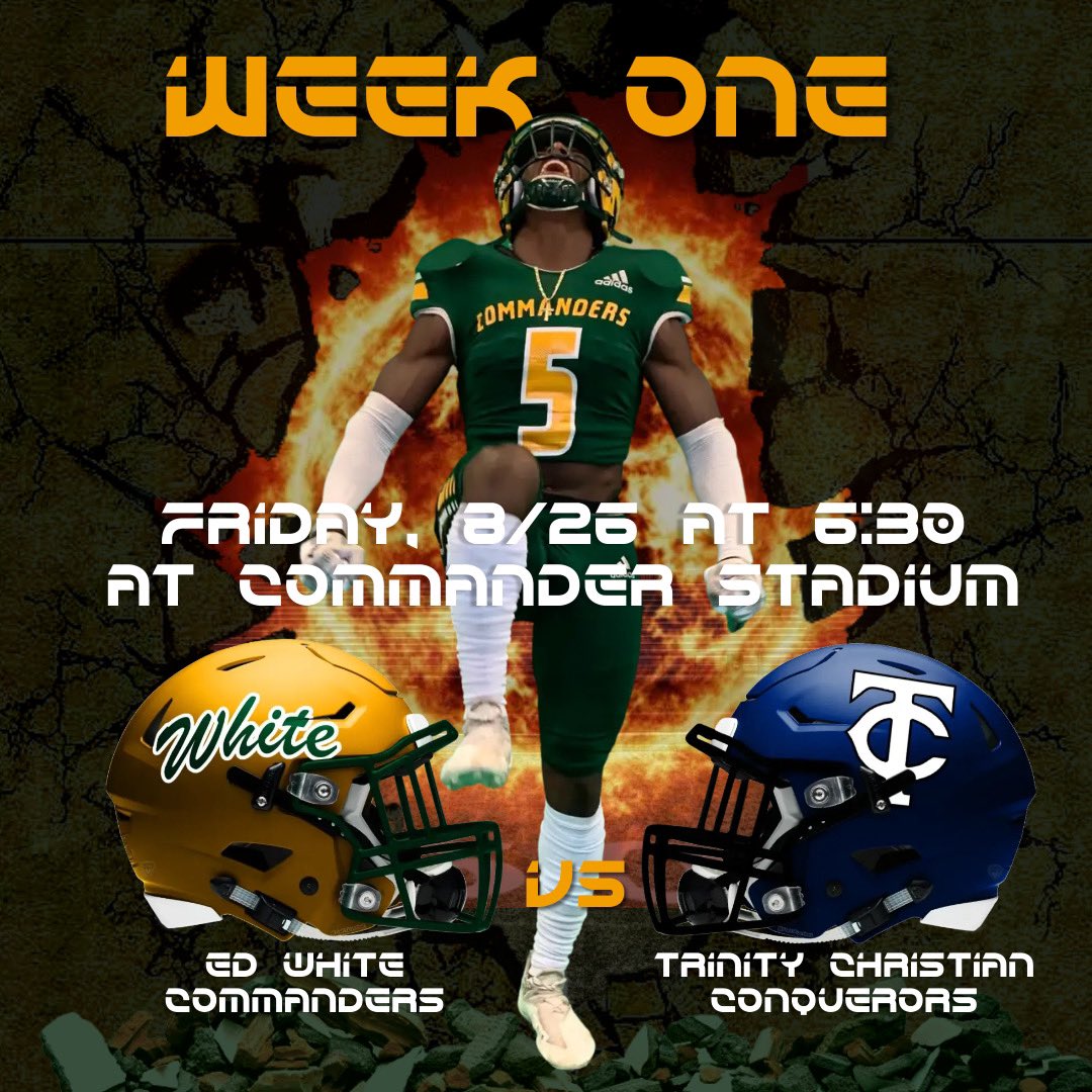 EdWhiteFootball's tweet photo. Tickets online only #CommanderPride https://t.co/wjaO8ZsH4R https://t.co/PAPsGZ1fpC