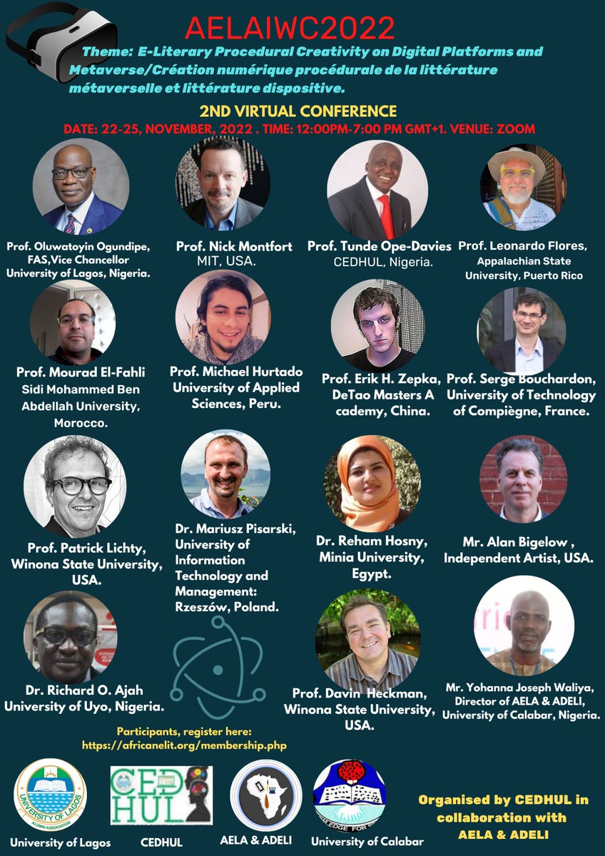 You are invited to register and attend #AELAIWC2022, #GlazersOut #DH,#poetry #Metaverse #ElonMusk #ELO, #African #Africa #USA, #UN, #UNICEF #generativeart , #LiteraturePosts , #NobelPrize , #Nobelpreisträgerin #twitterclarets #NFTCommunity ,