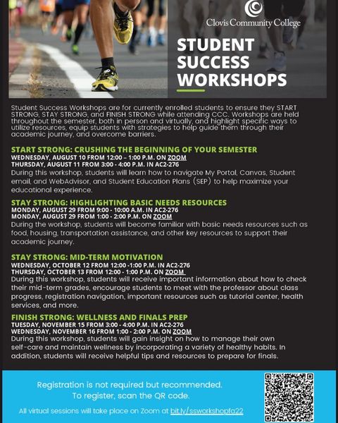 ccc_basicneeds's tweet image. The Student Success Coach team wants to help you CRUSH your semester. You are invited to attend the Student Success workshops at various times throughout the semester.
💥screenshot 💥 and register today!