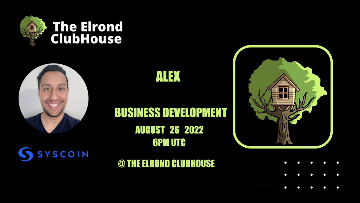 HiRezTheRapper's tweet photo. Elrond fam. My new job is to bring other coins into the conversation. Let’s work together. A top 200 market cap coin, Syscoin! Welcome Alex to the clubhouse. Can’t wait to start bringing other chains into the Elrond convo. Let’s chat web 3 &amp; NFTs 🙏🏼 https://t.co/7YbjTVxQuN