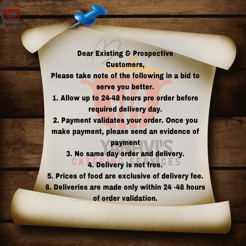 YanhviKitchen's tweet photo. Good day to all our awesome customers🤩,please let’s be aware of the following to have the service you deserve.
Have a good week ahead😚 https://t.co/rzYDK8bxg9