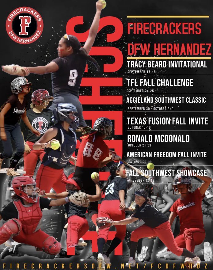 FCDFWMtz16s's tweet photo. Firecrackers DFW Hernandez 14U Fall 2022 Schedule! LETS GO!! #AllGas #FCDFWHdz @Los_Stuff @ExtraInningSB @IHartFastpitch https://t.co/yp9wgDmRuL