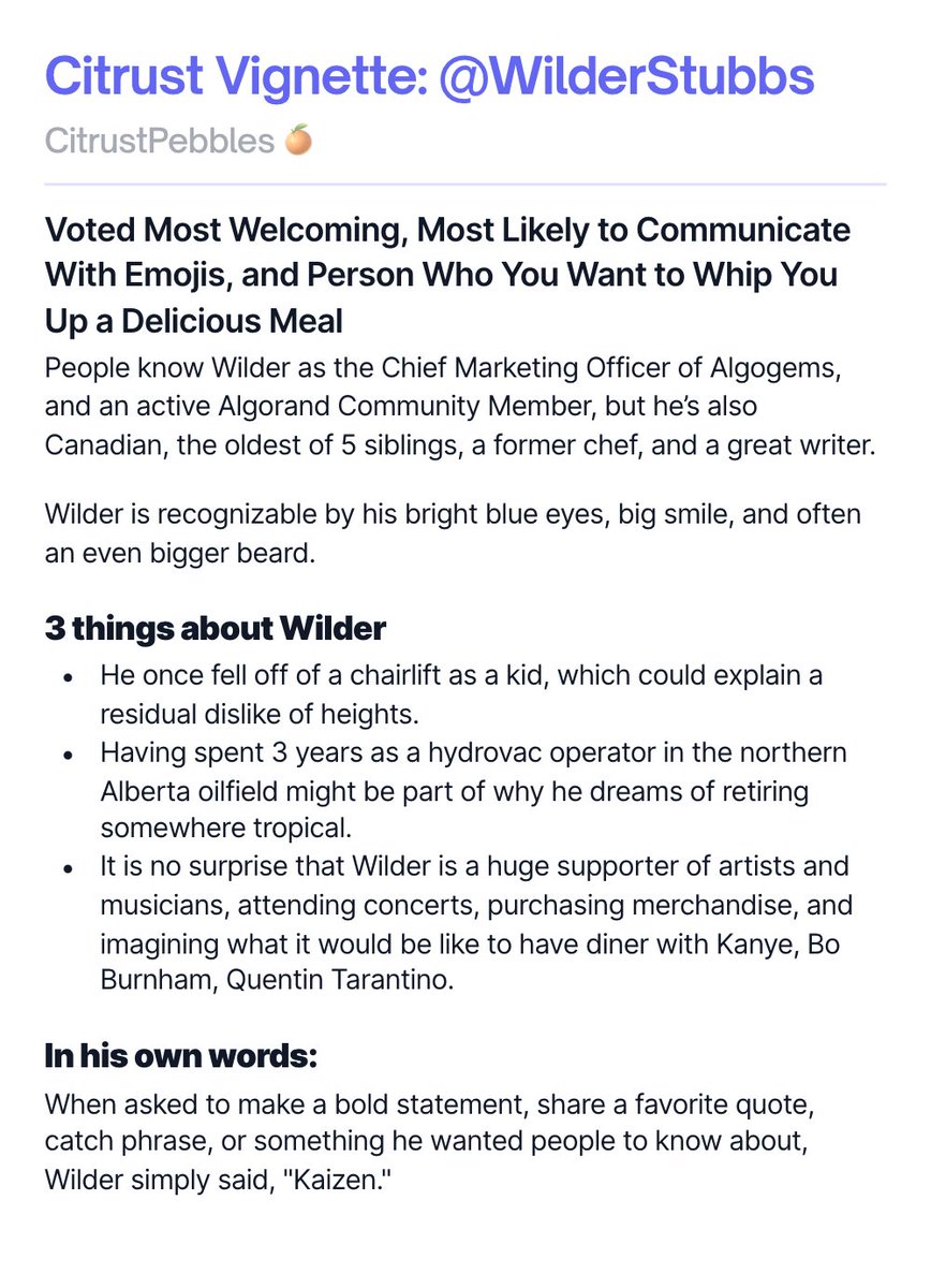 CitrustPebbles's tweet photo. After reading this, what dish would you most like @WilderStubbs to cook for you? 

#algofam #citrustvignette @citrust_io @algogemsnft #algonft #algorand #algorandnft #algogems https://t.co/yYlg2IWHqD