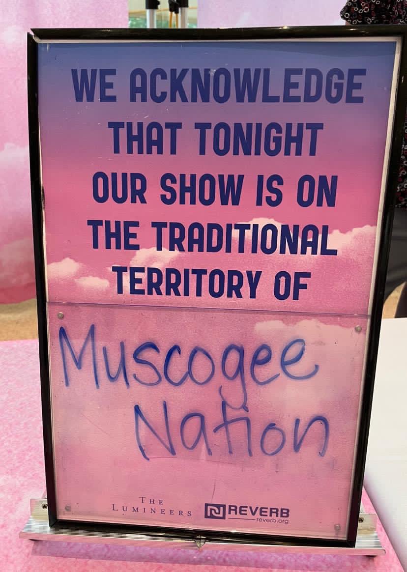 An awesome show of respect by <a href="/thelumineers/">The Lumineers</a> last week at their show in Tvlse! Mvto for your acknowledgement of the #MuscogeeReservation.