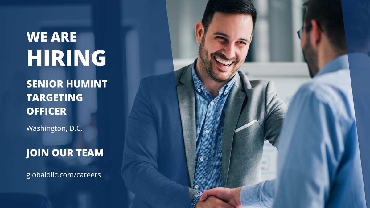 GlobalDllc's tweet photo. We're hiring a Senior HUMINT Targeting Officer 💼Read about the job and apply today #careers #inteljobs #humint https://t.co/9xDhIKbSSu https://t.co/8mmL9coDLk