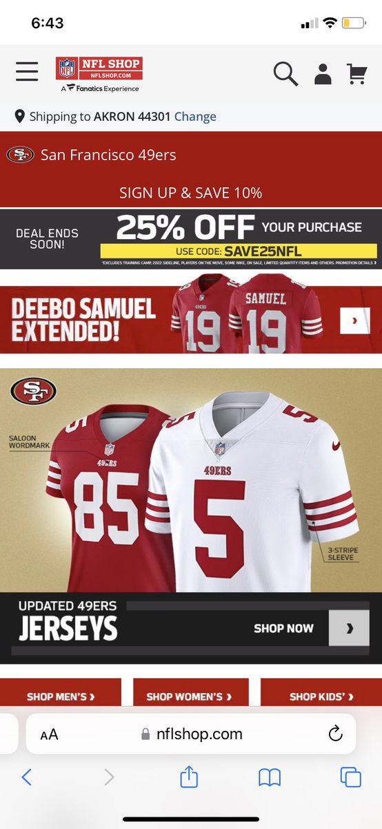 I’m giving away Any size and any <a href="/49ers/">San Francisco 49ers</a> jersey from the nfl shop to a random person who shares this and retweets #NinerGang #Ohio49er. Will announce the winner Thursday