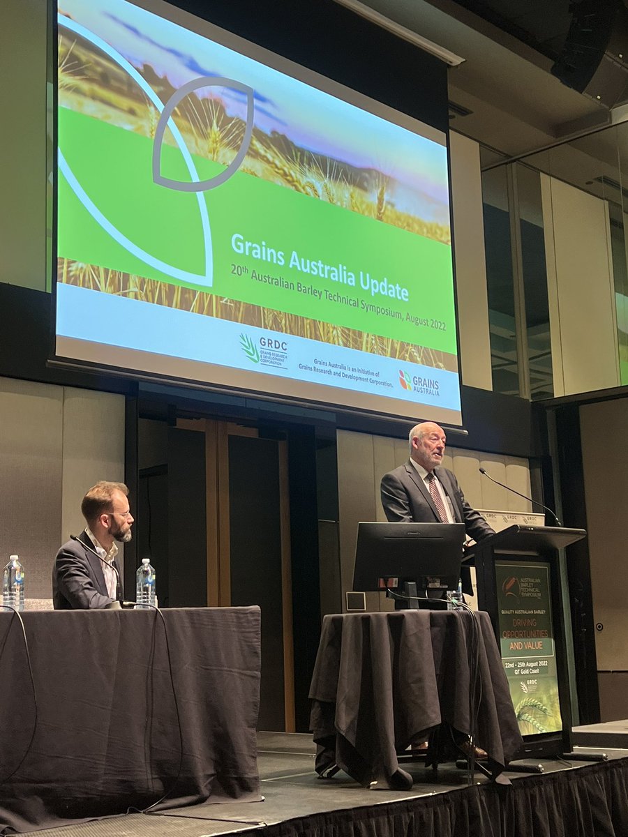 Mary_Raynes's tweet photo. For the 1st time at a Australian Barley Technical Symposium we warmly @GrainsAustralia Chair Mr Terry Enright to provide business insights. GAL has made great progress since establishment in March 2022 We are all very excited for your future 👏🏻👏🏻 #aegic https://t.co/7qNDpELQ9J