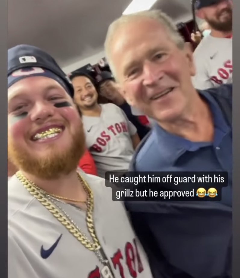 Tyler Milliken ⚾️ on X: Alex Verdugo and his grill feat. George W. Bush.  Not gonna lie, this pic kinda goes hard.  / X