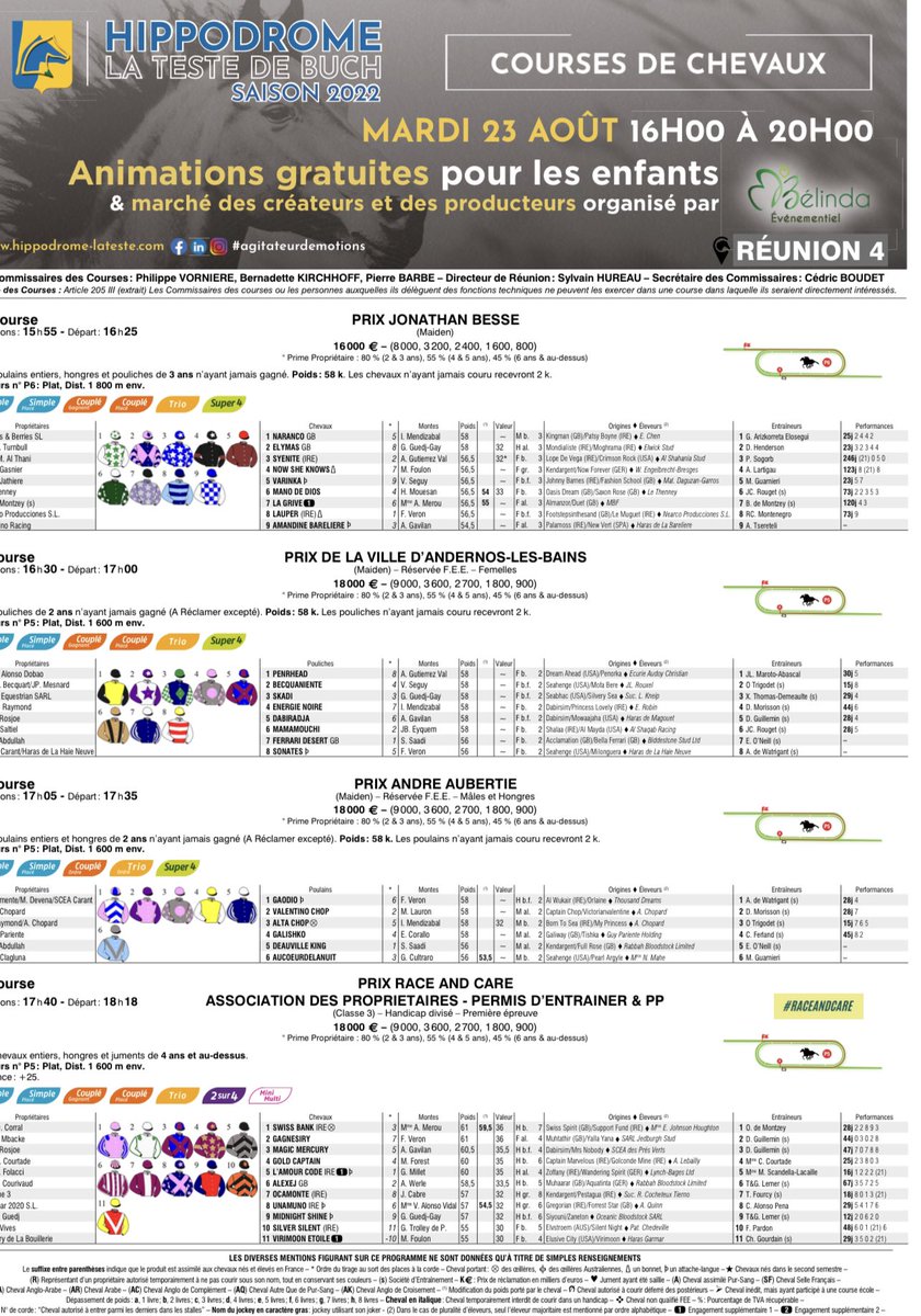 Merci à la société des courses de La Teste de mettre en valeur dans son programme notre association PP/permis d’Entrainer ! Une association de longue date et fructueuse