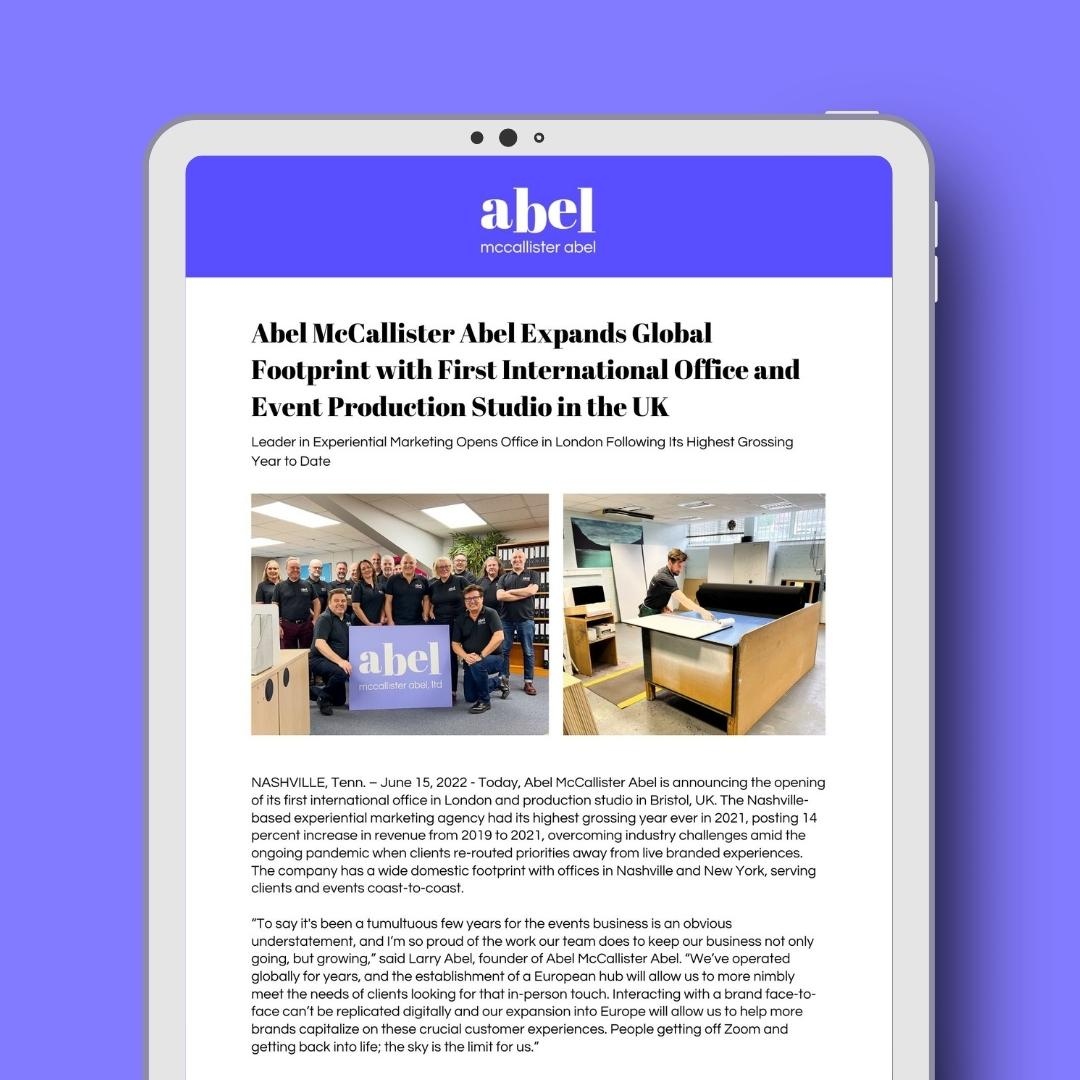 OverheardAtABEL's tweet photo. Blimey, we’re in London!⁠
.⁠
We’re positively chuffed to announce that Abel has opened its first international office in London and production studio in Bristol, UK.
.⁠
To learn more about our new location, click here: https://t.co/o3X8ggRtkV https://t.co/WqeaMO0kR1