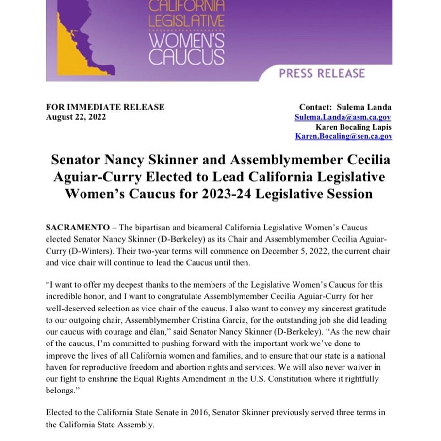 QuirkSilvaCA's tweet photo. Congratulations, @NancySkinnerCA and @AsmAguiarCurry on being elected to lead the @CaWomensCaucus! 👏🏻👏🏻👏🏻 #womenleaders #CLWC #AD65 https://t.co/BIaNNzDJ8O
