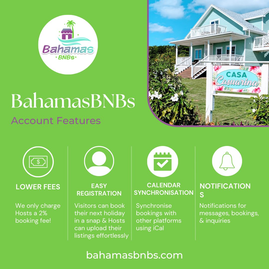 Find out what BahamasBNBs has to offer Hosts. With easy registration, you can have your listing(s) up &amp; shown to a new audience in a no time &amp; before you know it, you have more bookings coming in. #bahamasbnbs #vacation #itsbetterinthebahamas #caribbean #bahamas