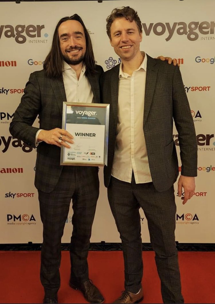 Congratulations to Finn and the team for winning best podcast at the Voyager Awards (for Supplementary Question) 🧡