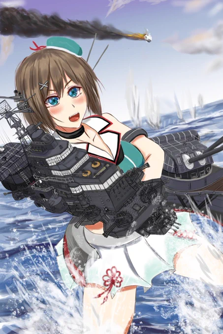 #多分私しかやってない摩耶改ニの艤装の艦橋を公式絵デザインの高雄型から、本来の改装された純然たる防空巡洋艦のに精確に描き直した本物の摩耶様。 