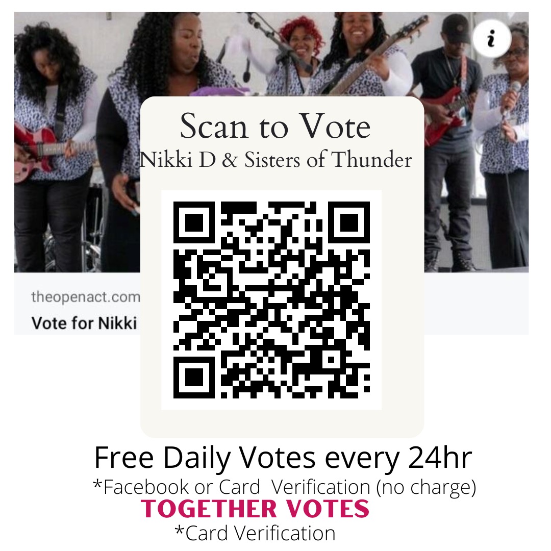 Thank You to all our Supports and Voters. We are in the Quarter Finals of the <a href="/Audacy/">Audacy</a> radio @TheOpeningActContest. We must be in 1st place and stay in 1st to move on. Can you help us? Cast your vote with this Link theopenact.com/2022/nikki-d-t…
or Scan the QR Code Below
WE THANK YOU ALL