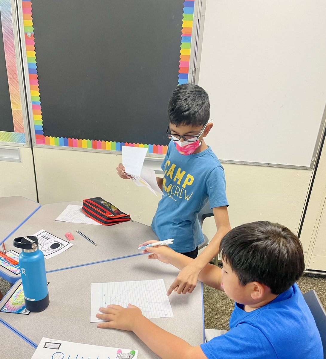 AliElfessiD54's tweet photo. Fun team building activity today focusing on communication. Students were given a picture &amp; had to explain to their partner how to draw the object without using certain words that were off limits. We learned to be clear, specific, &amp; the importance of listening carefully! #WeAre54 https://t.co/ONrsmmqHtQ