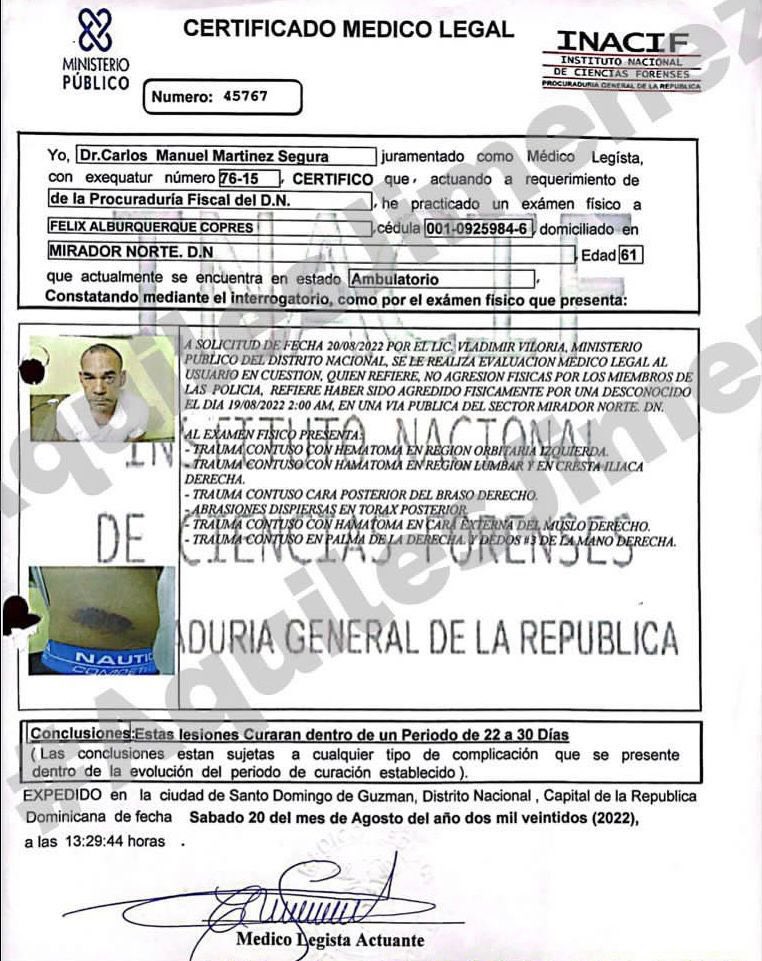 haroldfabian72's tweet photo. Muchos alegan que no fue proporcional la reacción de #AlburquerqueCompres a la agresión por parte de #ManuelDuncan, pero coño de acuerdo a ese certificado 📜 médico legal fue una paliza la que ese señor recibió.Nadie en su sano juicio se queda de manos cruzadas. https://t.co/81wBY3mdnf