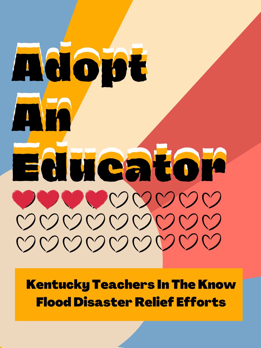 KyInTheKnow's tweet image. Would you like to Adopt An Educator (anyone working in public schools)impacted by the flood? We are starting w/ 27. Four are already adopted. You must commit to at least a $100 donation but can do more. Adopt as an individual or a group, team, school, or family. Comment to adopt.