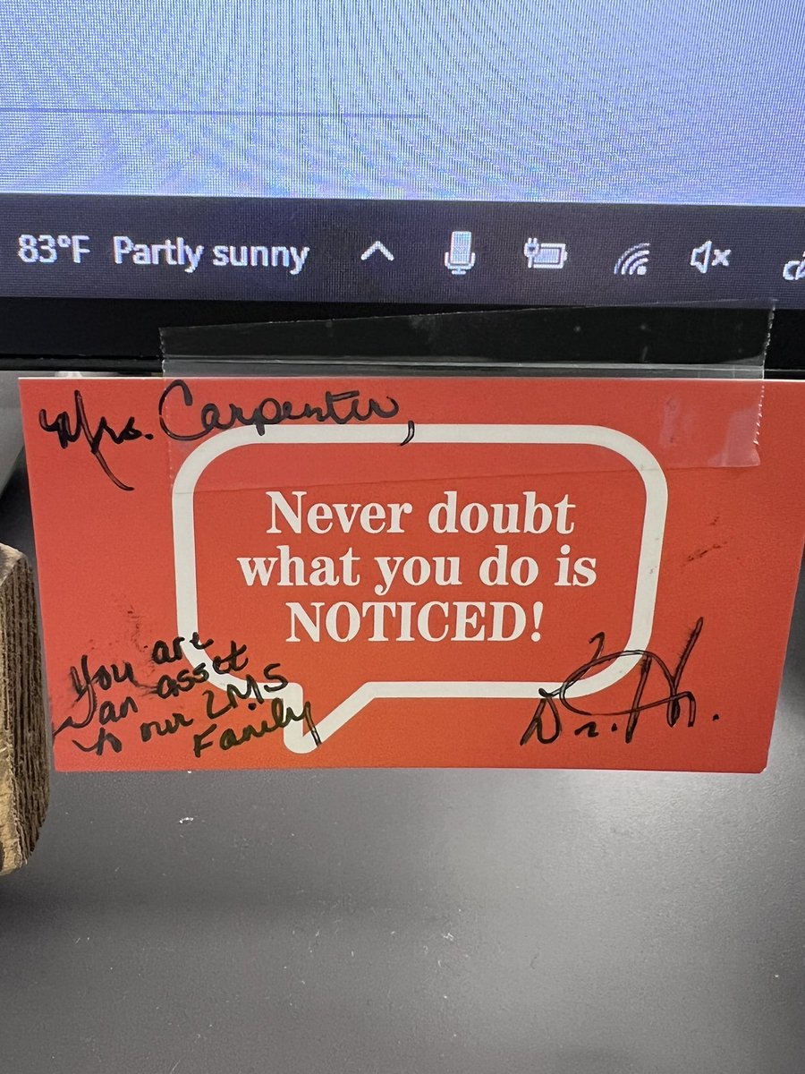sacarpenter6285's tweet image. Found this little dose of encouragement this morning in my mailbox!!  I truly LOVE my school and KNOW I’m where I’m supposed to be!!  @LMS_Hawks @MrOpportunityCH #teacher #rcschools #middleschool #mathteacher #ilovemyjob #bestjobever