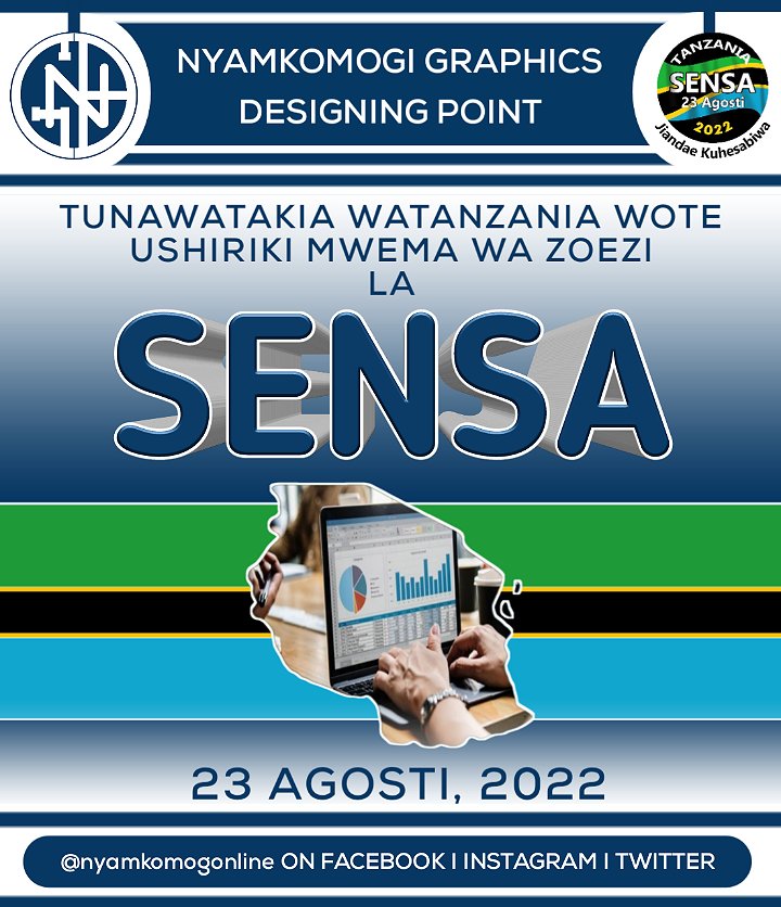 nyamkomogonline's tweet photo. KILA LA KHERI - WASHIRIKI WA SENSA YA WATU NA MAKAZI TANZANIA (2022). https://t.co/IL28JW0piR