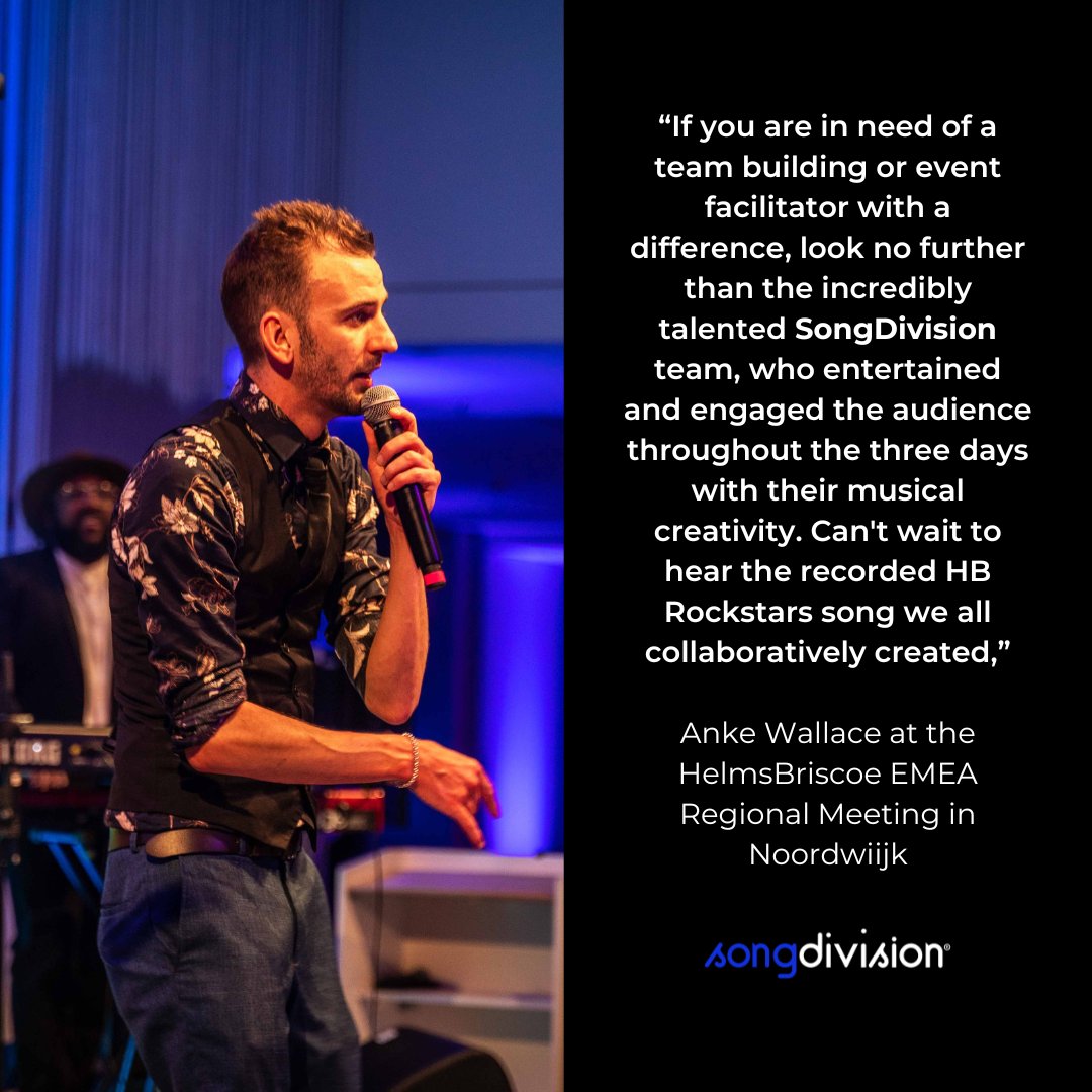 Anke Wallace from <a href="/HelmsBriscoe/">HelmsBriscoe</a> said it best!

Our world-class hosts and facilitators help to build your teams through collaborative experiences, through the science of music.

Experience the SongDivision magic! songdivision.com/connect/

#bondthroughmusic #scienceofmusic