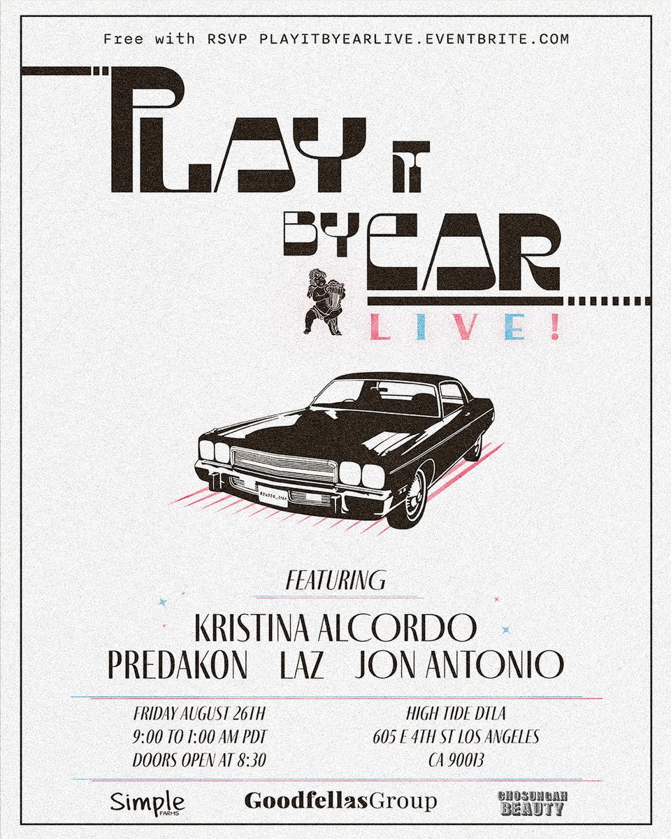 kevinlazatin's tweet image. Throwing our very first @PLAYITBYEAR___ event this Friday 8/26 at @HighTideDTLA with @k_alcordo @jonnntonio &amp;amp; Predakon. 

I couldn't be more stoked. 

Come catch a vibe w/ us! 🤍💙

eventbrite.com/e/play-it-by-e…
