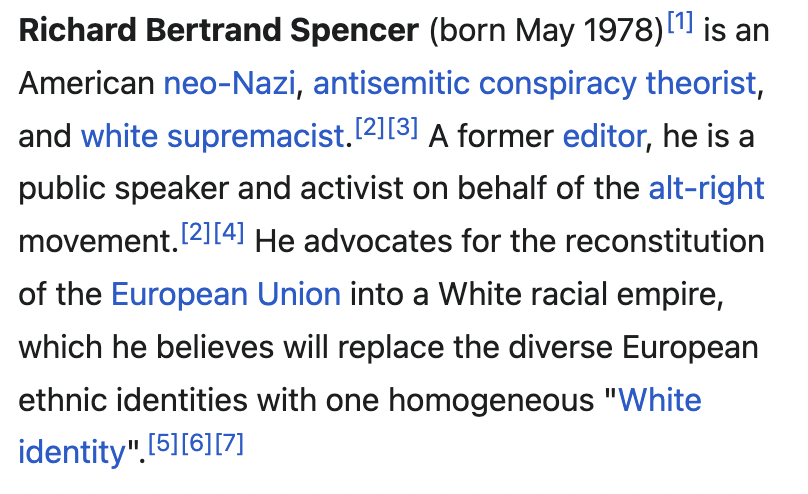 when richard b. spencer of all people thinks the bored ape creators intentionally included nazi dogwhistles in their project... 

h/t <a href="/fr_brennan/">Fredrick Brennan (@copypaste@bsky.app) 🦝🔣📗</a>
