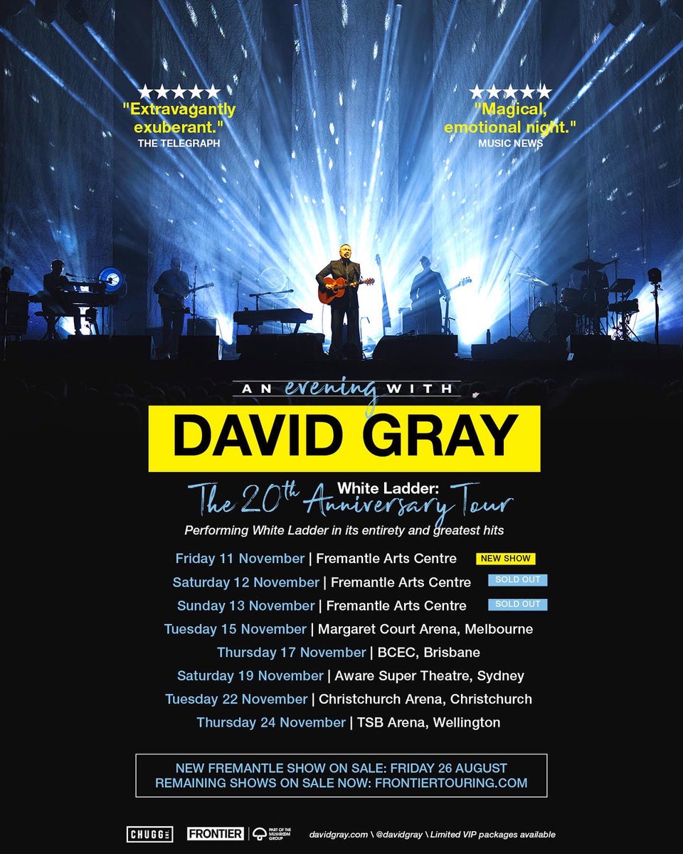 After selling out 2 shows, we are announcing a 3rd and final show at Fremantle Arts Centre on November 11th. Presale for the show begins on Thursday 25/8 at 1pm local time and general on sale begins Friday 26/8 at 1pm local time.