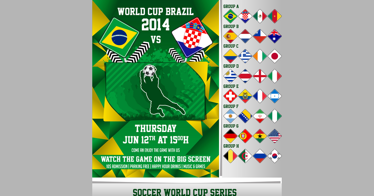 ShockyDesign's tweet photo. Latest Vector @VectorStock world cup 2014 flyer #VectorStock https://t.co/6ugjmfkuCx https://t.co/Yh1QyDAmWg