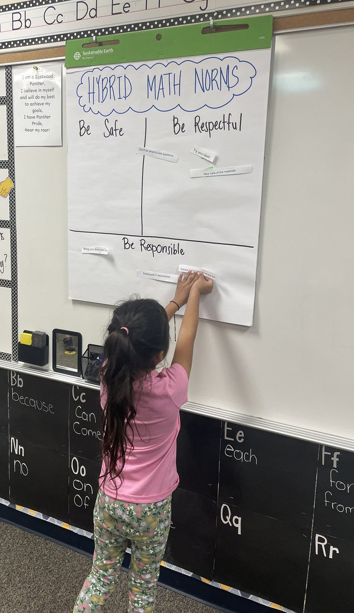 BrittanyMartz10's tweet image. These first grade hybrid mathematicians practiced using academic discourse with their classroom norms mystery bags today! They discussed the importance of specific math mindset practices and created their own anchor chart! #MathKISDMonthlyChallenge 
@KISDMathSquad @lead4ward
