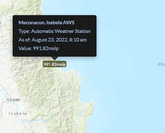 TyphoonTCX's tweet photo. And it continues to dip down... Still registered in #Maconacon, #Isabela. 

#FloritaPH #tropics #wxtwitter https://t.co/ZxuPE9HXK4