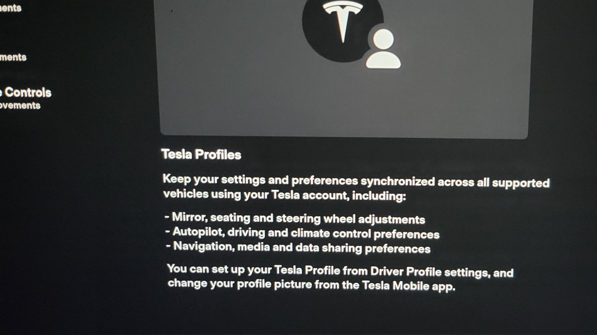 DirtyTesLa's tweet photo. Release notes for @Tesa update 2022.24.5 in 2022 LR Model X Refresh

Profile is in the cloud!
Disable sentry sounds
Navagation stuff is saved per profile
Auto tear climate (I thought we had that? Lol) https://t.co/BIihCAzd8C