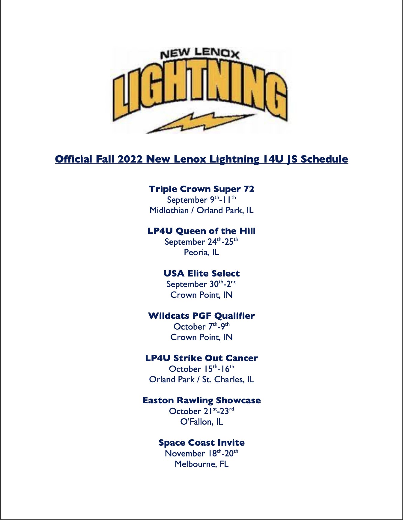 New Lenox Lightning 08 JS on Twitter: "Mark your calendars 🗓 Here is ...