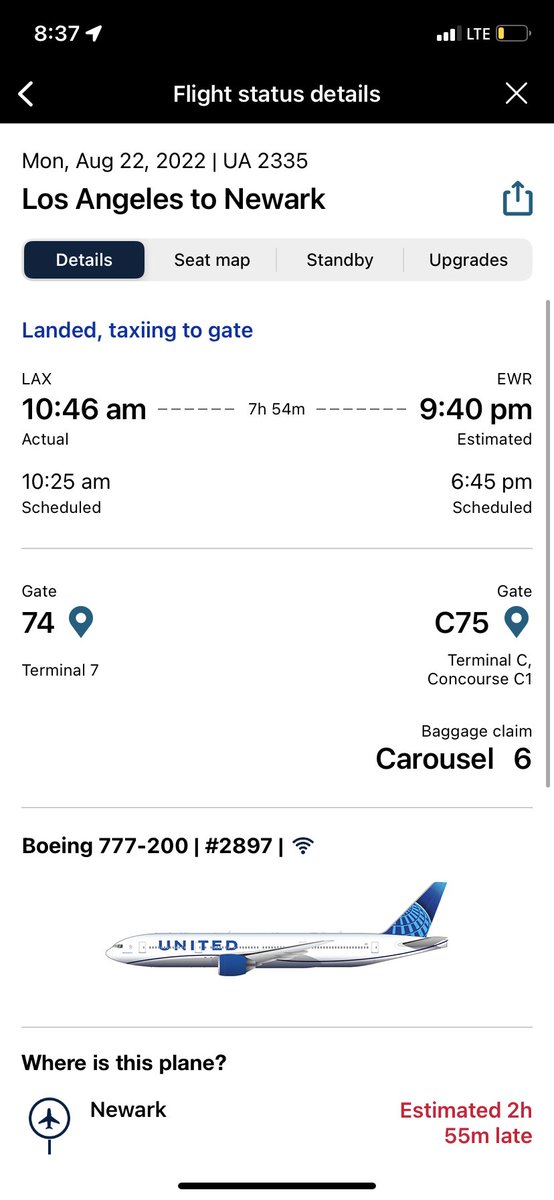 dmkirschner11's tweet photo. @united this is beyond criminal - waiting 2+ hours on the plane ON THE GROUND at Newark AFTER WE LANDED https://t.co/zHPosHz0st
