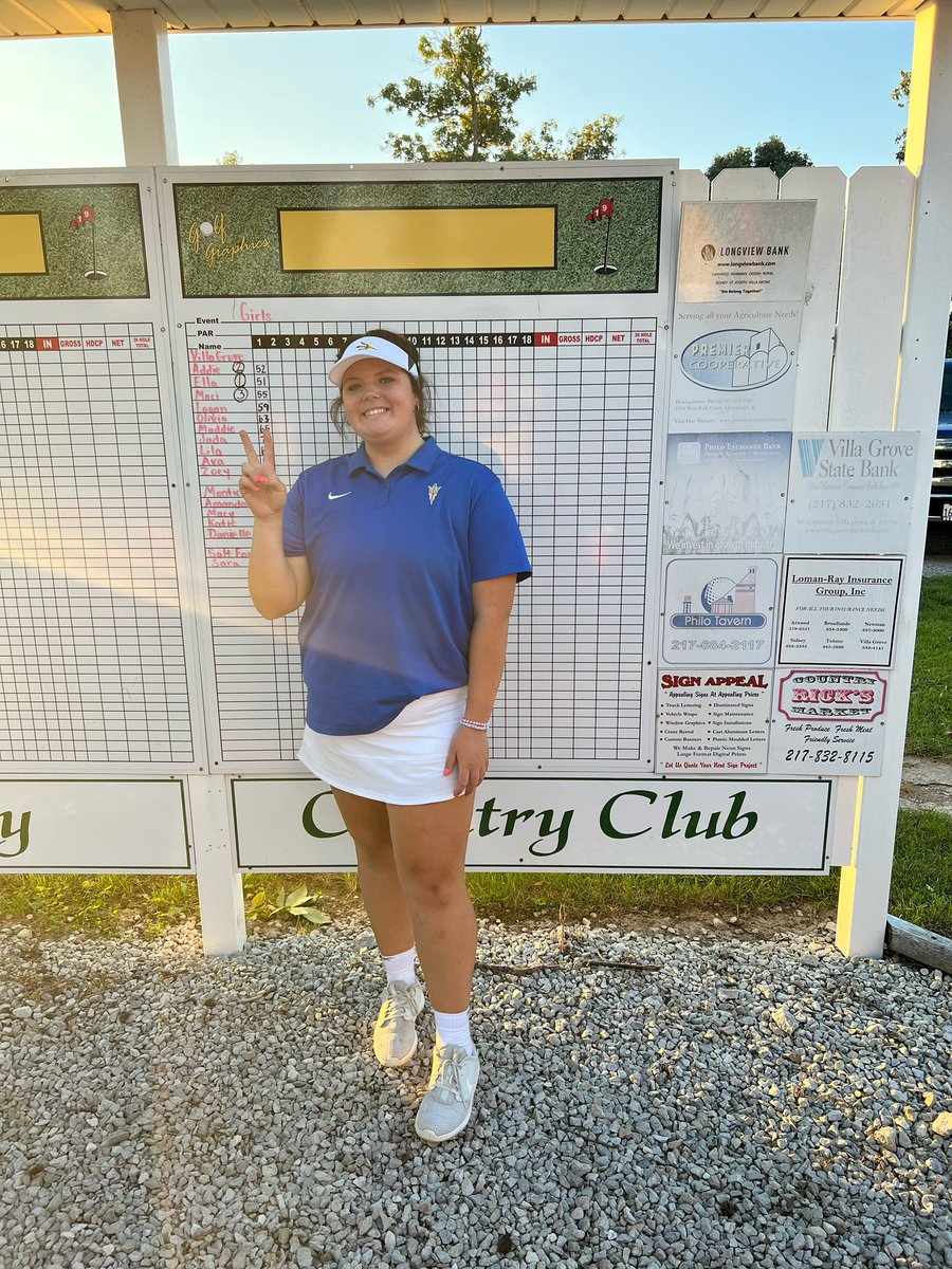 GolfVghs's tweet photo. Congrats Ella Schweighart for placing 1st tonight with a 51.  Congrats to Gavin Kiser for placing 1st on the boys side with a 42.  Girls take first overall as a team.  Addie Wilson placed 2nd with a 52.  @VGBlueDevils https://t.co/toc7QegWRM
