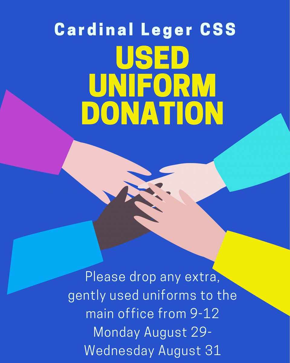 Recently graduated from Leger? Cleaning out your closet? Stop by the school next week to donate your gently used uniforms. Your donations will go a long way helping other Leger students