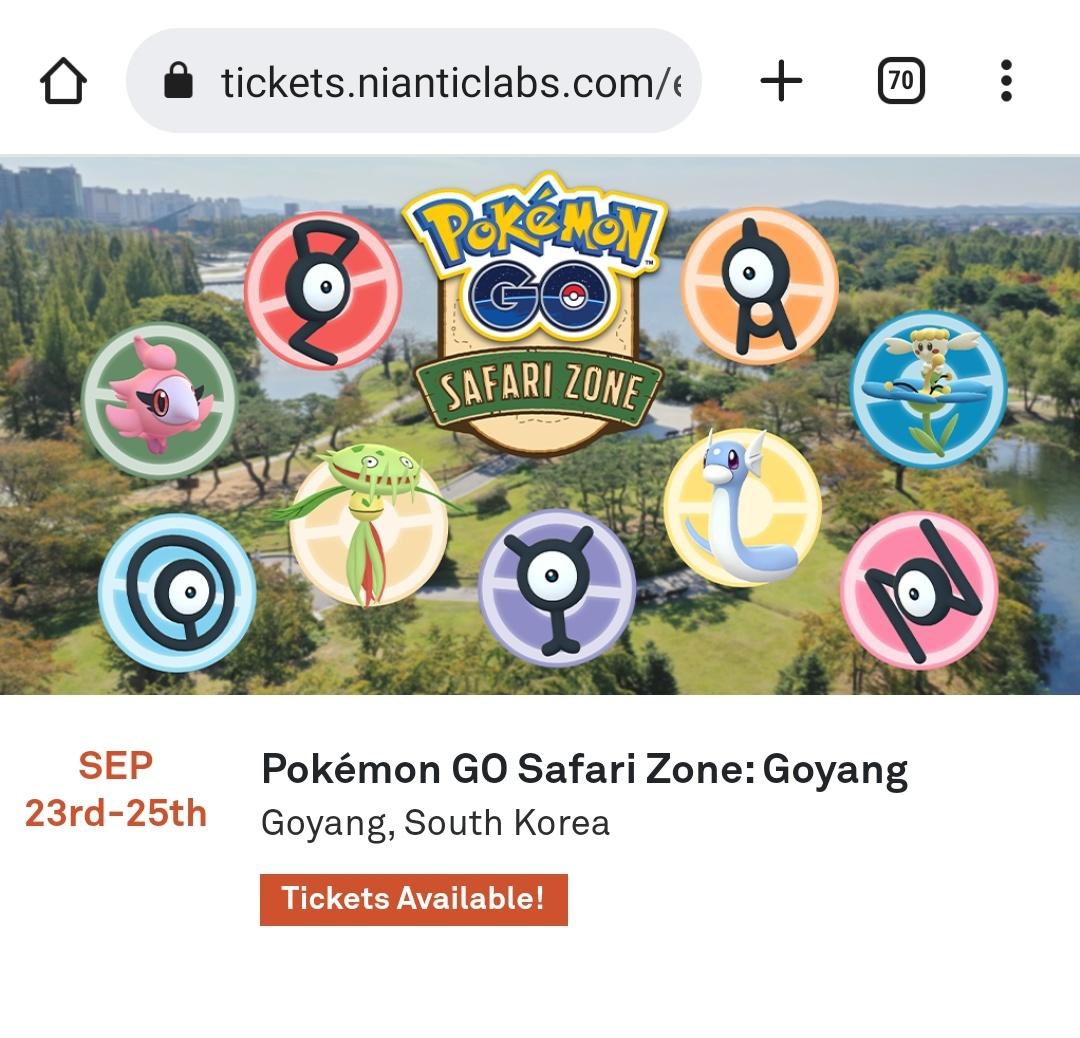 💥SAFARI ZONE tickets for GOYANG, SOUTH KOREA now available for purchase💥 
#PogoShinyMasters