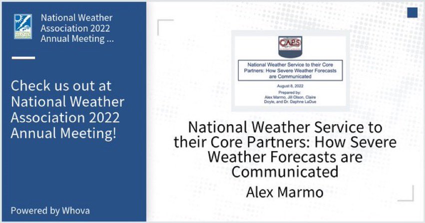 alex_marmo's tweet photo. Come check out our weather briefing... I mean showcase presentation at the National Weather Association 2022 Annual Meeting tomorrow at 5:30pm ET! #NWAS22 https://t.co/9UBmxr7l7S
