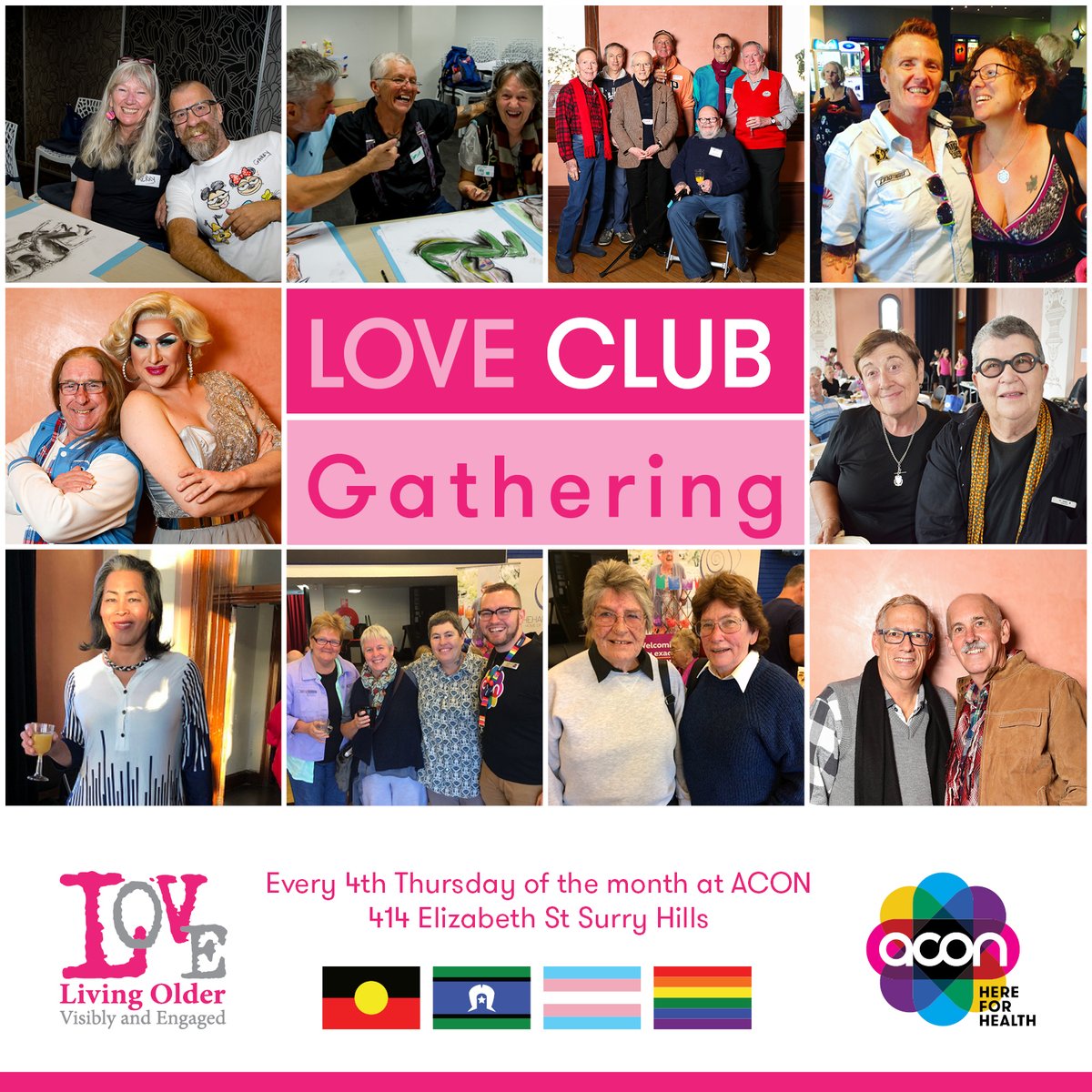 This Thursday! LOVE Club x All The Queens Men 💗👑🌈 

@LOVEprojectACON x <a href="/A_T_Q_M/">All The Queens Men</a> 

Thursday 25th August 
10am - 12pm 
Ground floor café at <a href="/ACONhealth/">ACON</a>,  414 Elizabeth Street, Surry Hills

Register here: loveproject.org.au/love_club_gath…