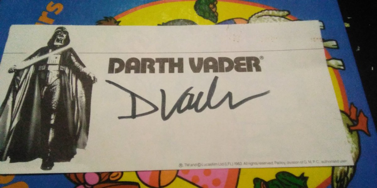 IanDavidRoss1's tweet photo. Just discovered in a 70s children's book ,at the bottom in small print is Lucasfilms 1983 ,hand written with a black marker is #DarthVaders autograph #StarWars #LucasFilms best call Christie's for an evaluation 😄 https://t.co/auS3kPXnfz