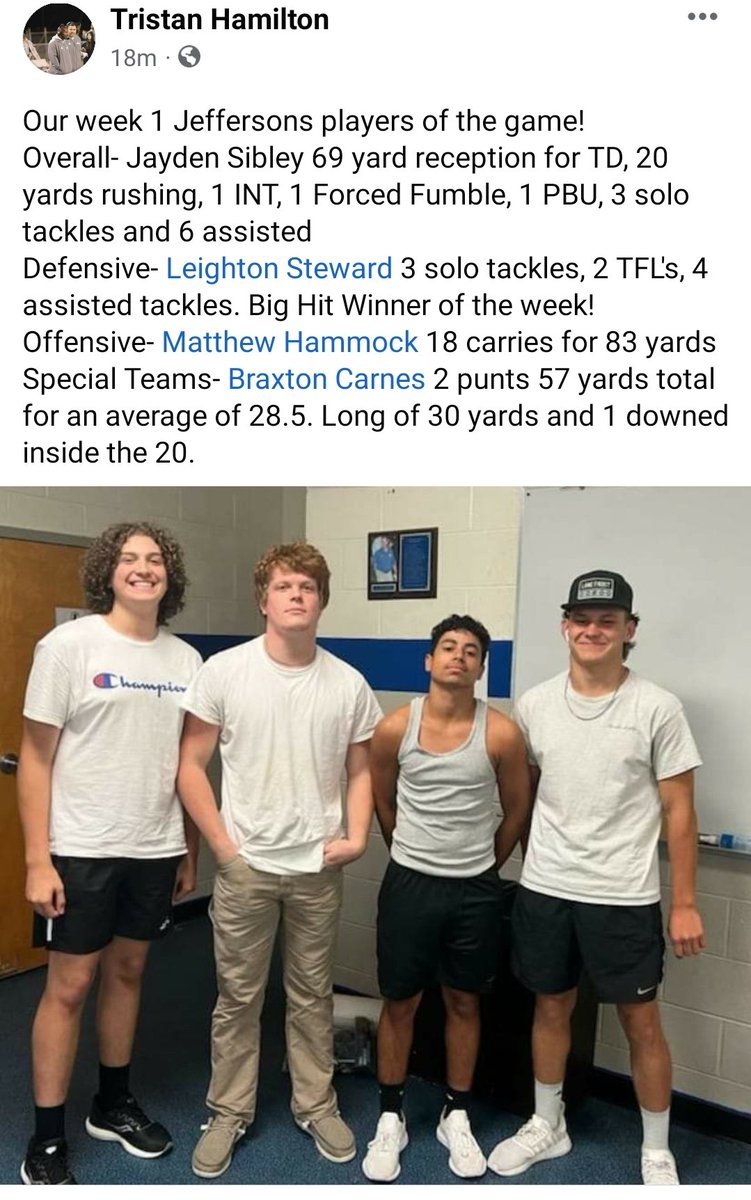 Congratulations to <a href="/jaydensibley7/">Jayden Sibley</a> <a href="/matthew_hammock/">Matt Hammock</a> <a href="/LeightonS88/">Leighton</a> <a href="/BraxtonCarnes1/">Braxton Carnes</a> on winning this week's players of the game! <a href="/NwGaFootball/">NwGa Football</a> <a href="/BBirge/">Benton Birge</a> <a href="/TeamFYNSports/">Team FYN Sports</a>