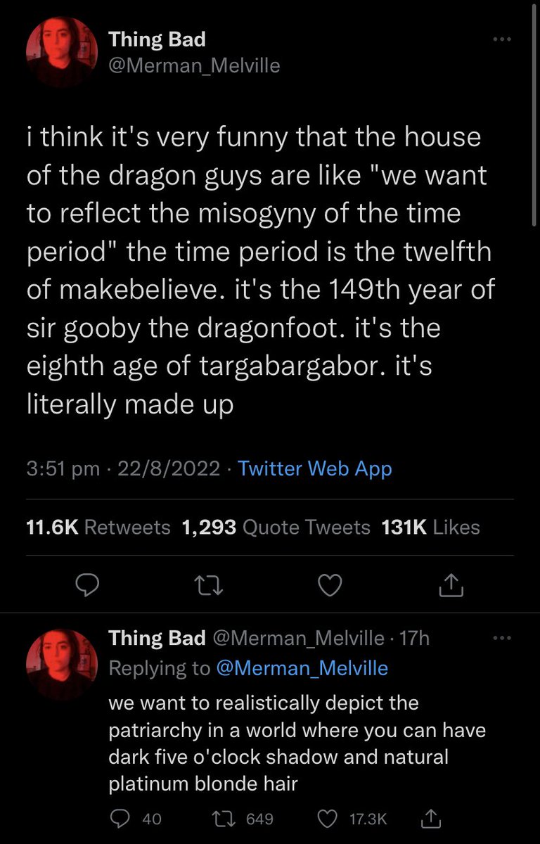 Halalcoholism's tweet photo. Flabbergasted that an author created a fantasy medieval world containing dragons and yet didn’t change the fundamentals of human nature https://t.co/cwigyDeqHi