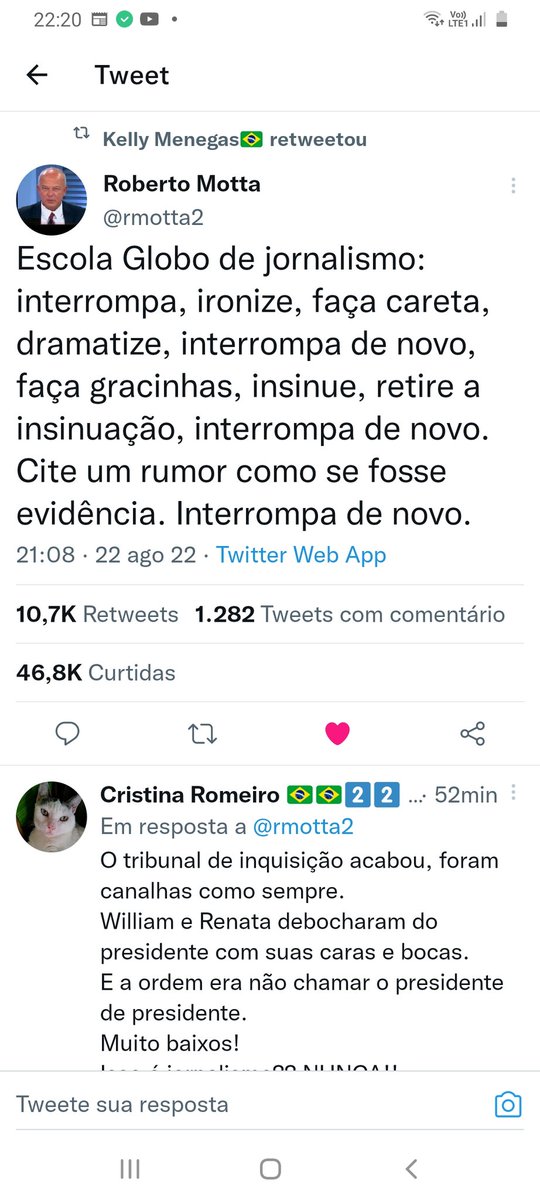 Esse Roberto Mota resumiu certinho o que foi a entrevista do presidente Bolsonaro.