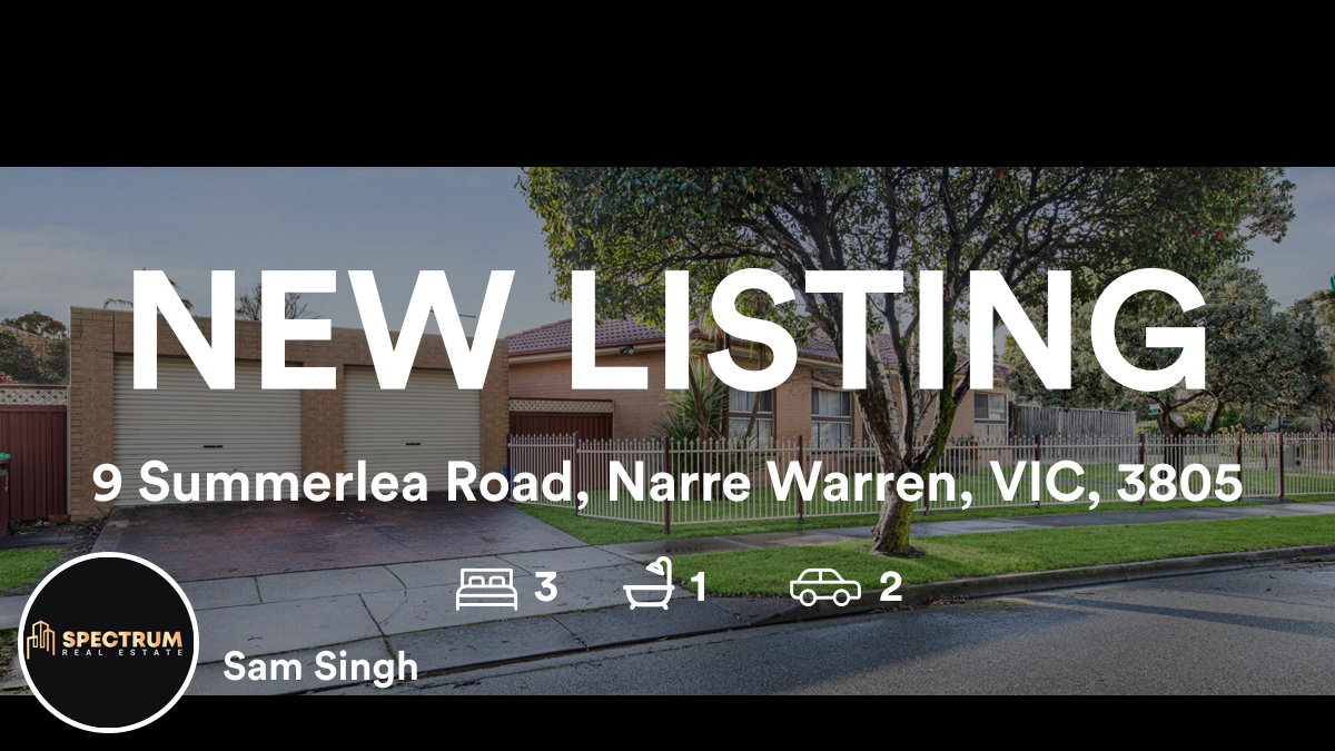🛌 3 🛀 1 🚘 2
📍 9 Summerlea Road, Narre Warren, VIC, 3805

My latest listing on RateMyAgent
rma.reviews/r1YGFyupMCyd