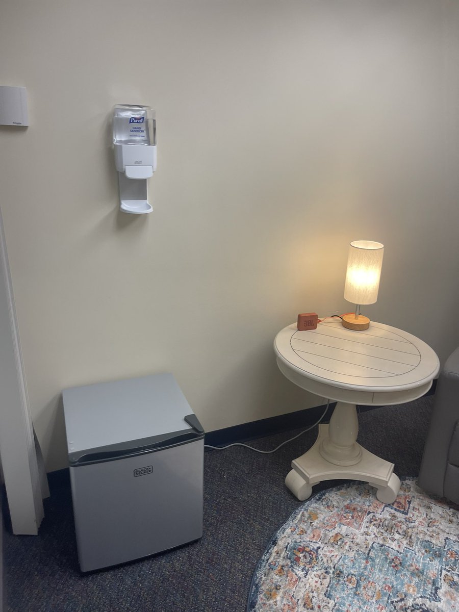 Wellness/nursing space complete with fridge, hospital grade pump, rocker, speaker and all the cozy vibes.  I started working on this space immediately and can’t wait for it to be occupied! @olmstedcounty <a href="/RPS535/">Rochester Public Schools</a> <a href="/CommSchools/">Community Schools</a> #shipgrant #publichealthpartner