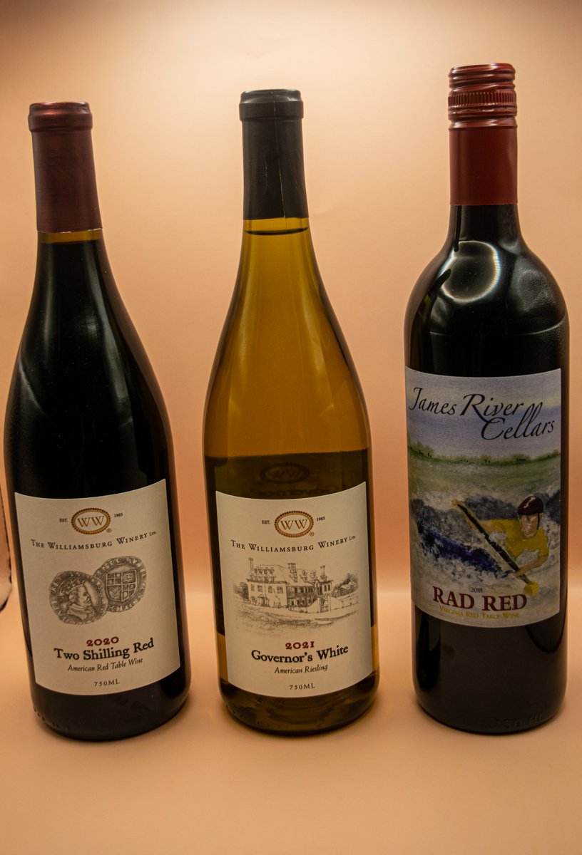 Part 2 of the Wines I bought on my wine shopping spree today. These are all wines from Virginia wineries. Rad Red from James River Cellars, Two Shilling Red and Governor's White from <a href="/TheWmbgWinery/">Williamsburg Winery</a>.