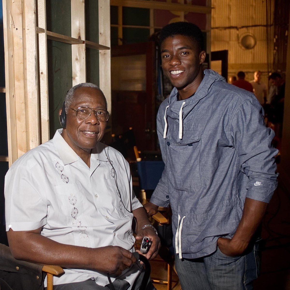 RT @nut_history: Hank Aaron and actor Chadwick Boseman on the set of the movie 