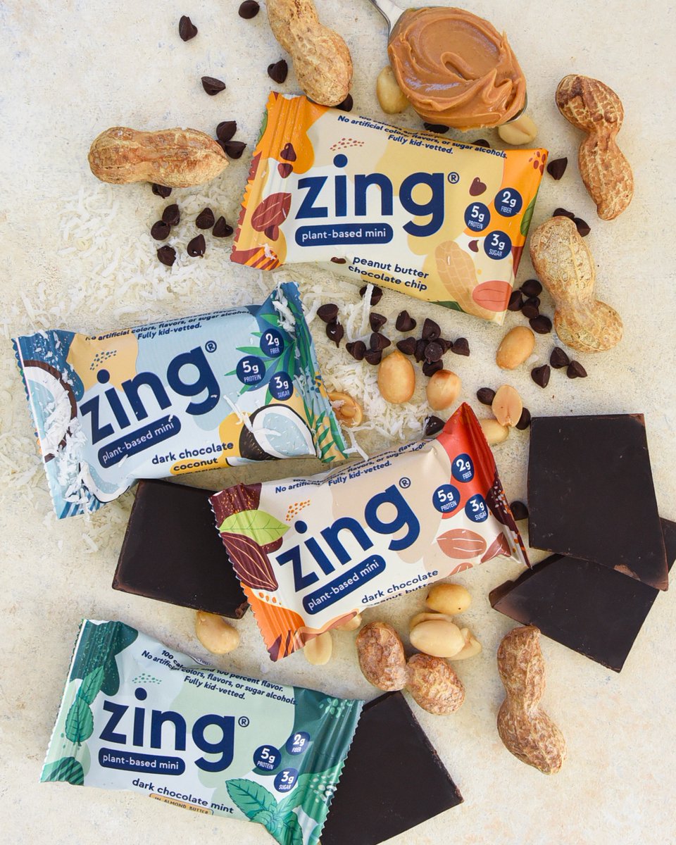 zingbars's tweet photo. Our zing minis are 100% flavor ✅ fully kid-vetted ✅

🥜 satiating and nutritious
🥜 non-gmo and glyphosate-free
🥜 no artificial flavors or colors

#chocolatechip #oatmeal #healthycarbs #bringyourzing #zingbars #zingbar #proteinbar #intuitiveeating #inspirehealthy https://t.co/pgA3gBZIXu
