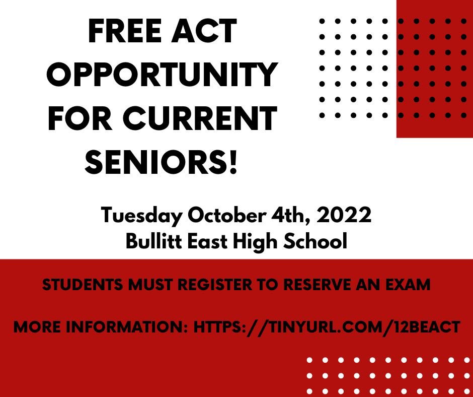 The deadline to sign up for the optional (and free!) 12th Grade ACT is this Friday 9/9!